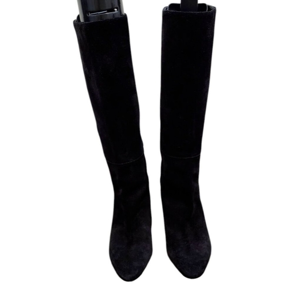 Longchamp -women’s Roseau Heeled boots Black suede leather Bamboo logo EU 38/7.5 - Picture 3 of 14